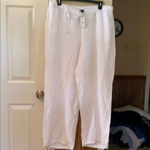 Lane Bryant White Wide Leg Linen Pants NWT